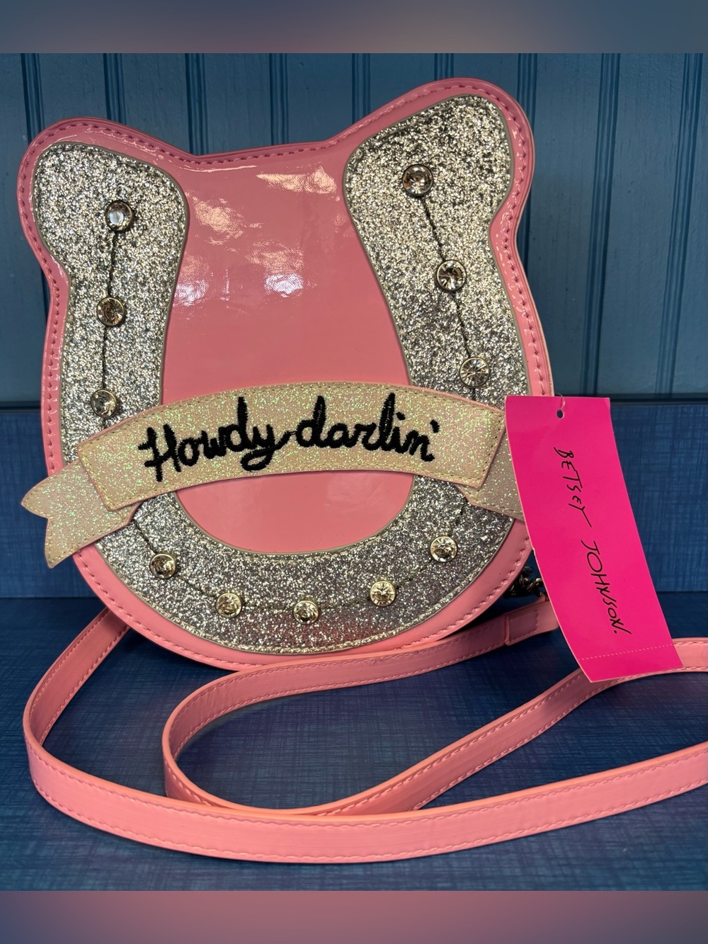 Betsey Johnson "Howdy Darlin" Horseshoe Crossbody Purse.